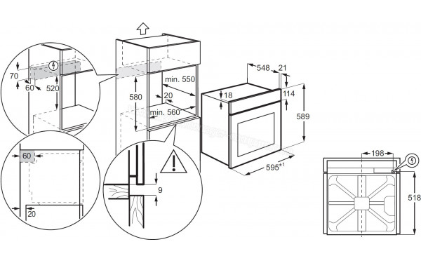ELECTROLUX KOFDP60X - Sch&eacute;ma technique encastrement meuble haut
