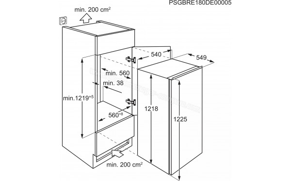 ELECTROLUX KRB3AE12S - Dimensions