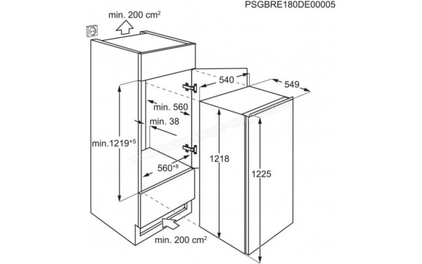 ELECTROLUX KRB3DE12S - Dimensions