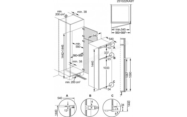 ELECTROLUX KTS3LE14S - Dimensions