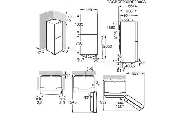 ELECTROLUX LNT5ME32W1 - Dimensions