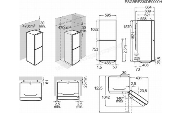 ELECTROLUX LNT6MD32U - Dimensions