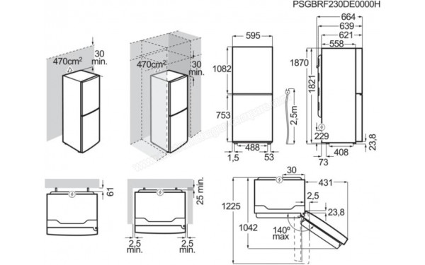 ELECTROLUX LNT7MD32W - Dimensions