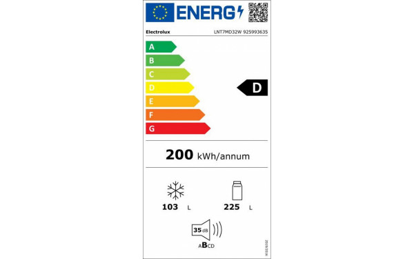ELECTROLUX LNT7MD32W - &Eacute;tiquette &eacute;nergie v2