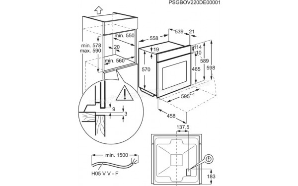 ELECTROLUX LOH3C00BK - Dimensions
