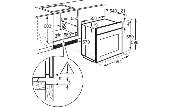 ELECTROLUX RZP2401BCX - Sch&eacute;ma technique encastrement meuble bas