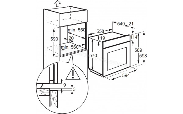 ELECTROLUX RZP2401BCX - Sch&eacute;ma technique encastrement meuble haut
