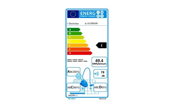 ELECTROLUX UCORIGIN - &Eacute;tiquette &eacute;nergie