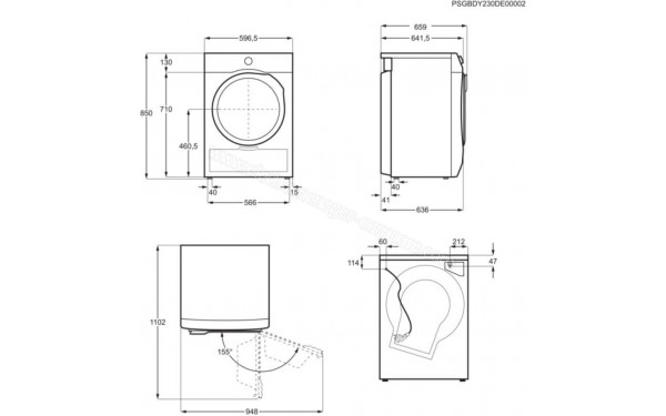 ELECTROLUX YW7HI7394DC - Dimensions