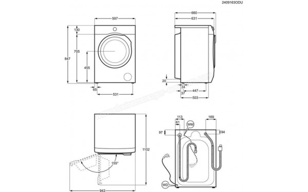 ELECTROLUX YW9FI51014FC - Dimensions