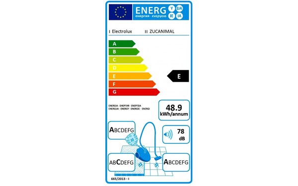 ELECTROLUX ZUCANIMAL - &Eacute;tiquette &eacute;nergie