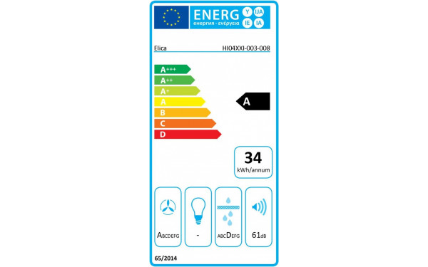 ELICA NIKOLATESLA Velvet BL/F BO/60 - &Eacute;tiquette &eacute;nergie