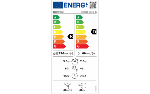 ESSENTIELB ELS712-2b - &Eacute;tiquette &eacute;nergie v2
