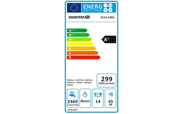 ESSENTIELB ELV3 458b - &Eacute;tiquette &eacute;nergie