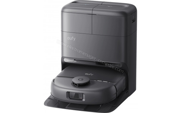 EUFY Omni C28 Noir - Vue de 3/4 droite sur la station de chargement