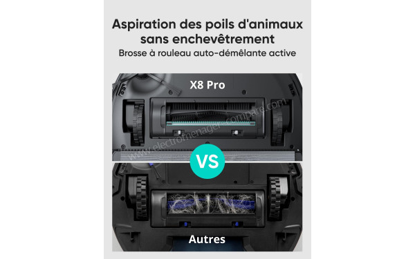 EUFY X8 Pro Noir - Brosse auto-d&eacute;m&ecirc;lante