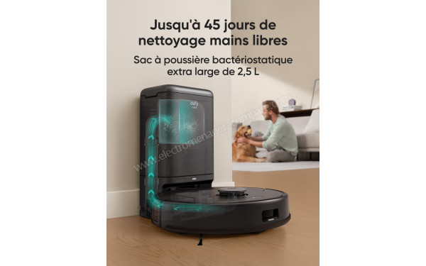 EUFY X8 Pro Station Noir - Sac &agrave; poussi&egrave;re bact&eacute;riostatique extra large de 2,5 L