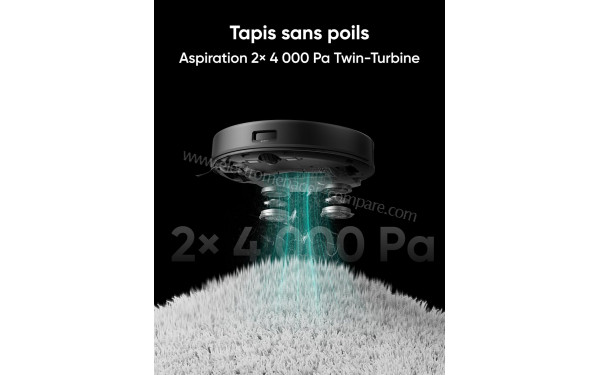 EUFY X8 Pro Station Noir - Aspiration 2x 4000 Pa Twin-Turbine