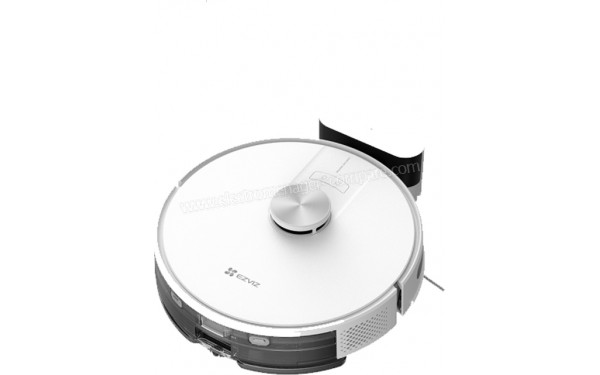 EZVIZ RE4 Blanc - Vue de 3/4 droite sur la base de chargement