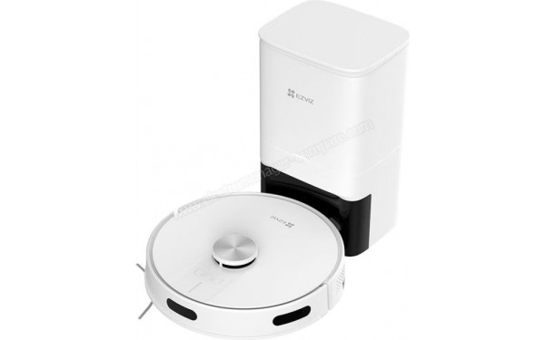 EZVIZ RE4 Plus Blanc - Vue de 3/4 droite avec base de chargement