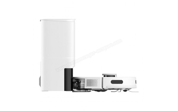 EZVIZ RE4 Plus Blanc - Vue de profil sur la base de chargement