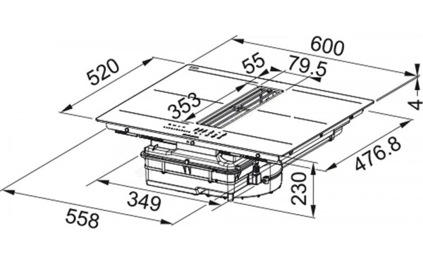 FABER Galileo Slim A600 Noir - Dimensions