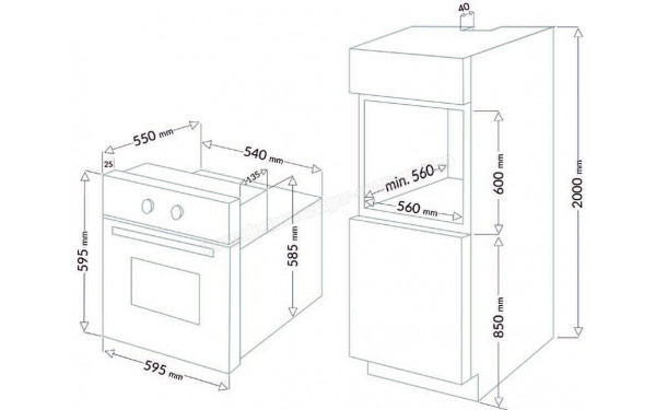 FAGOR FF70MFCNX - Dimensions