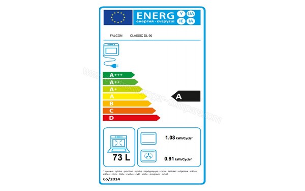 FALCON Classic Deluxe 90 Vitroc&eacute;ramique Noir Chrome - Etiquette &eacute;nerg&eacute;tique four 2