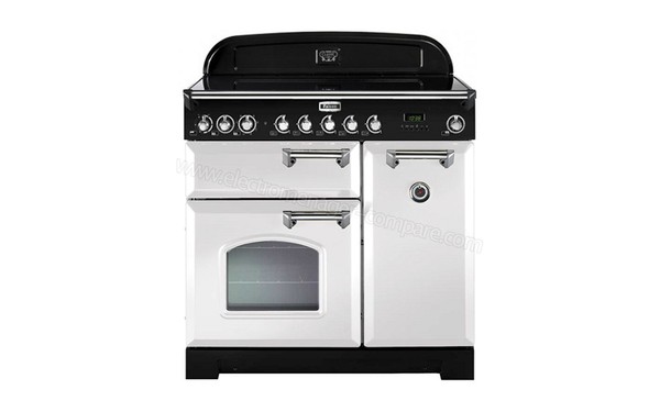 FALCON Classic Deluxe 90 Vitroc&eacute;ramique Blanc Chrom&eacute; - Vue de face