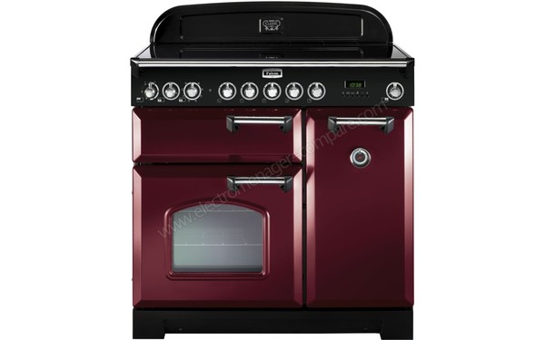 FALCON Classic 90 Vitroc&eacute;ramique Rouge Chrom&eacute; - Vue de face