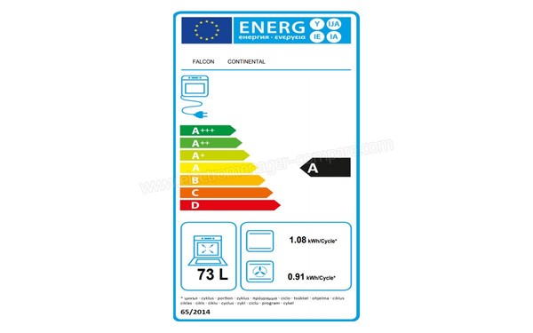 FALCON Continental 1092 Induction Ivoire Chrome - Etiquette &eacute;nerg&eacute;tique four 1