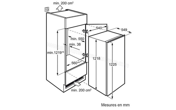 FAURE FBA22421SA - Sch&eacute;ma d'encastrement (cr&eacute;dit : Boulanger)