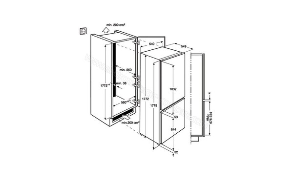 FAURE FBB28468SV - Schema d'encastrement