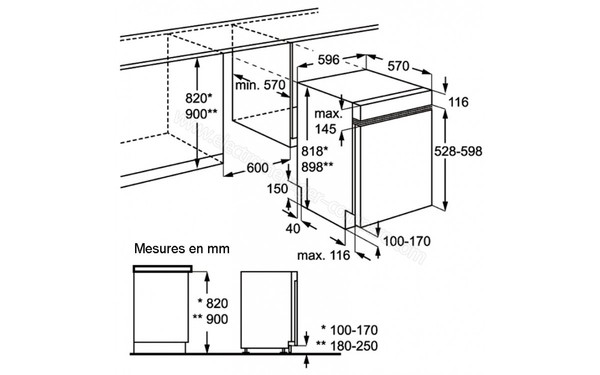 FAURE FDI15004WA - Schema d'encastrement