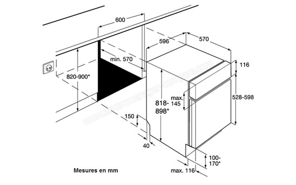 FAURE FDI15005XA - Schema d'encastrement