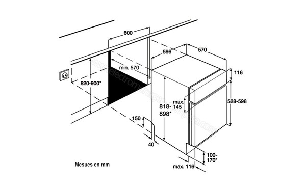 FAURE FDI16005NA - Schema d'encastrement (cr&eacute;dit : Boulanger)