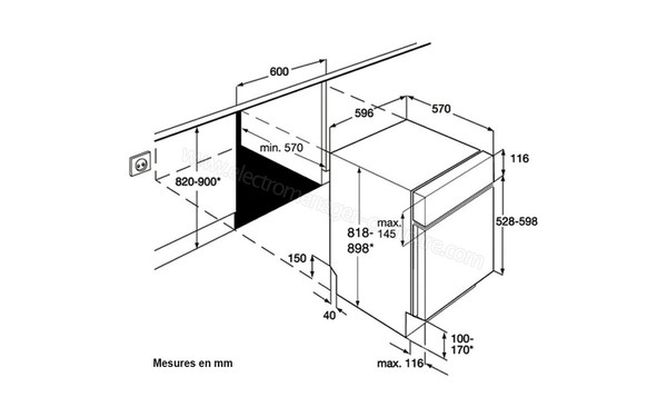 FAURE FDI16005WA - Schema d'encastrement (cr&eacute;dit : Boulanger)