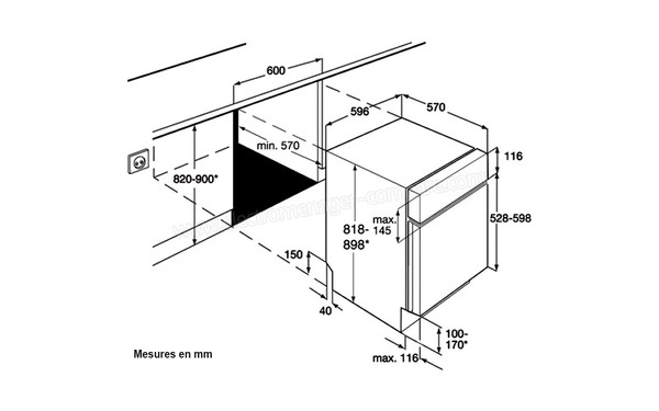 FAURE FDI16005XA - Schema d'encastrement (cr&eacute;dit : Boulanger)