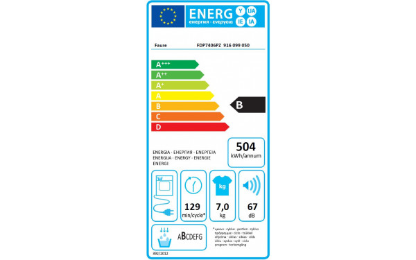 FAURE FDP7406PZ - &Eacute;tiquette &eacute;nergie
