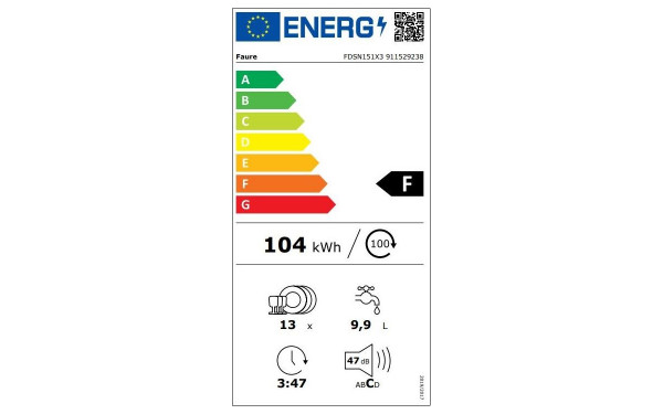FAURE FDSN151X3 - &Eacute;tiquette &eacute;nergie v2