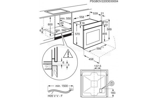 FAURE FOPEE6K2 - Dimensions