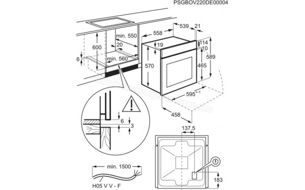 FAURE FOPEE6W2 - Dimensions