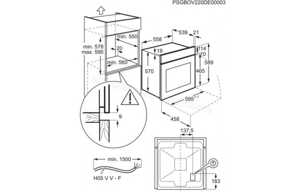FAURE FOPEE6X2 - Dimensions