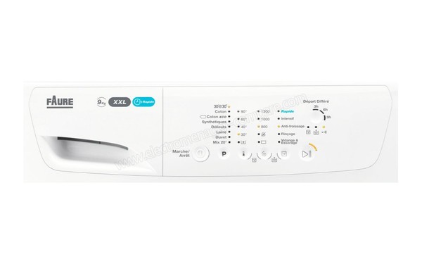 FAURE FWF09121PS - Panneau de commandes (cr&eacute;dit : Darty)