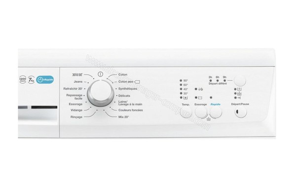 FAURE FWF7120W - Panneau de commandes 1 (cr&eacute;dit : Darty)