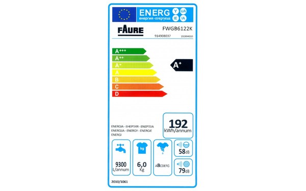 FAURE FWGB6122K - &Eacute;tiquette &eacute;nergie