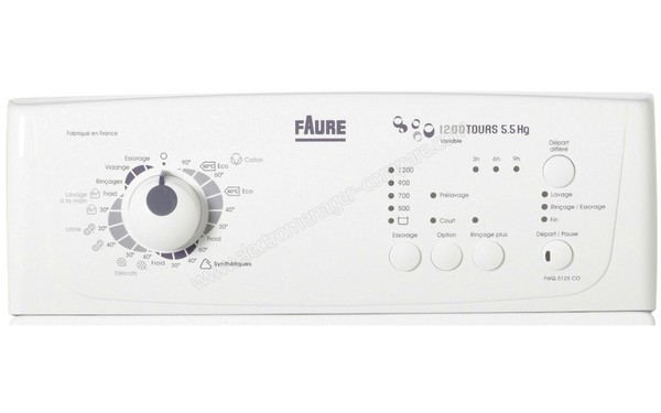 FAURE FWQ5125CO - Panneau de commandes