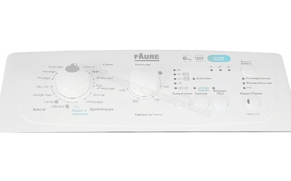 FAURE FWQB5129 - Panneau de commandes (cr&eacute;dit : Darty)