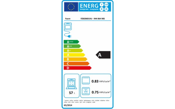 FAURE FZB20601XU - &Eacute;tiquette &eacute;nergie