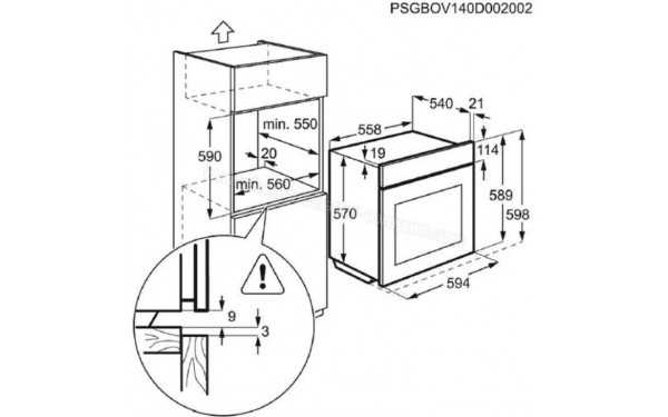 FAURE FZP37901XU - Dimensions